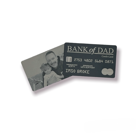 Aluminum "Bank of Dad" Wallet Size Personalized Credit Card